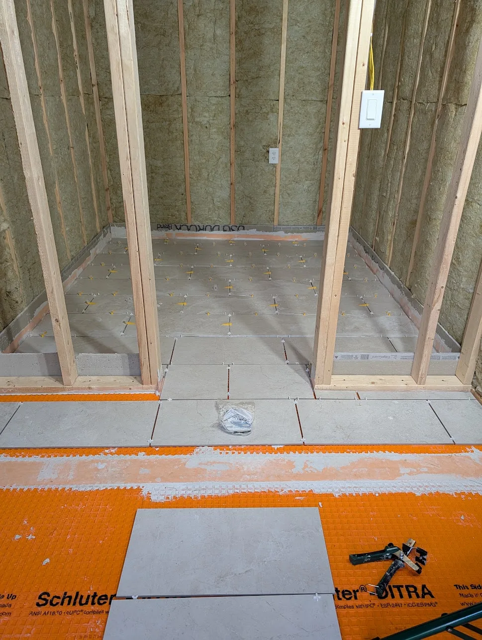 initial tiles installed