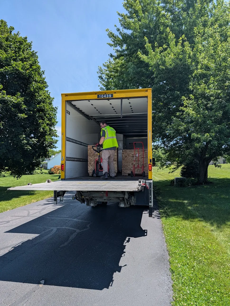 pallets on the delivery truck