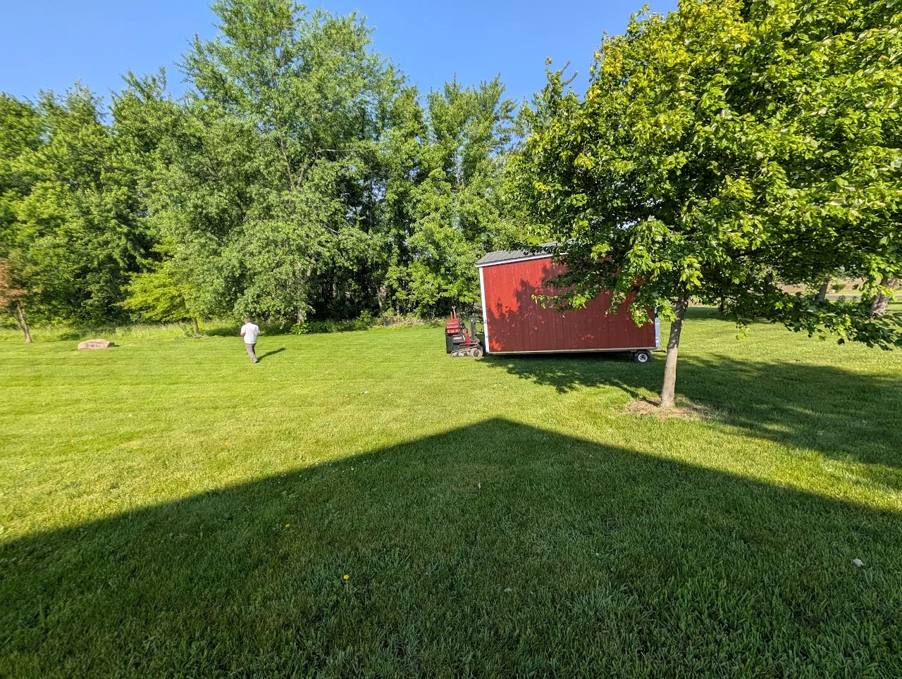 shed moving through the yard