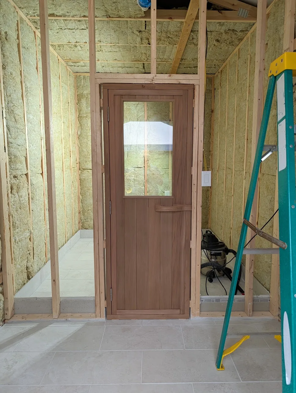 sauna door fully installed