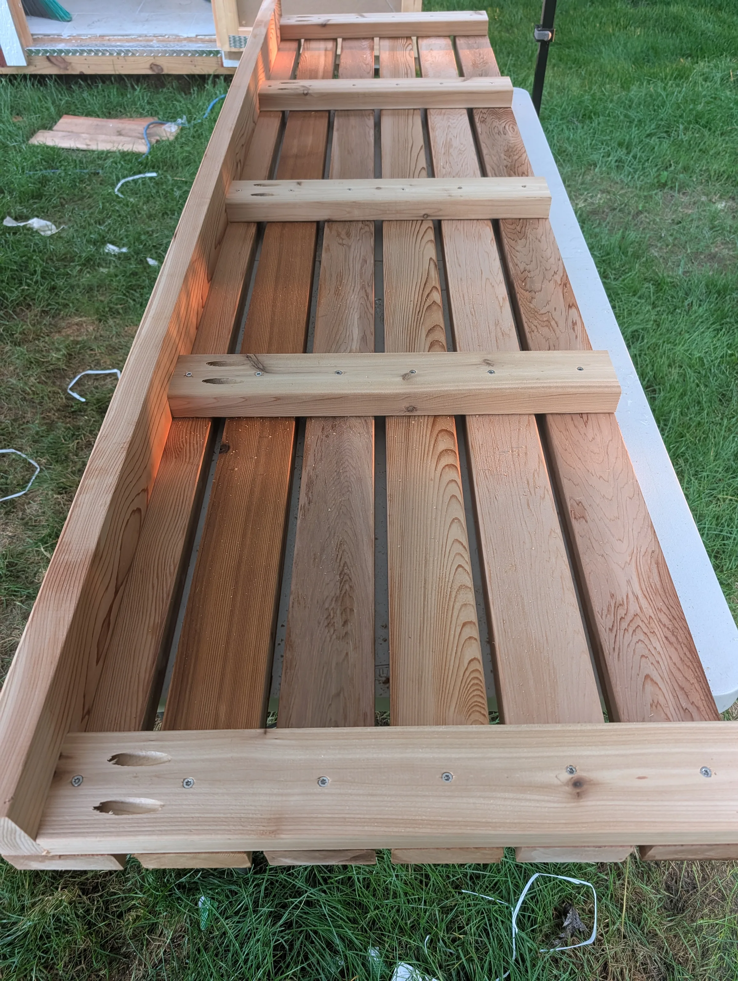 finished bench with fasteners