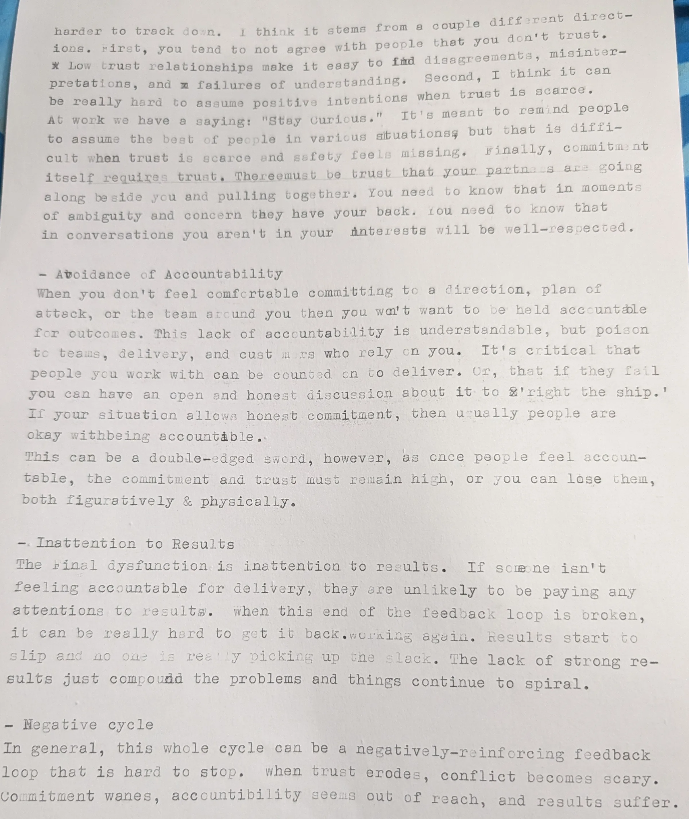 The Five Dysfunctions of a Team - typed draft page 2